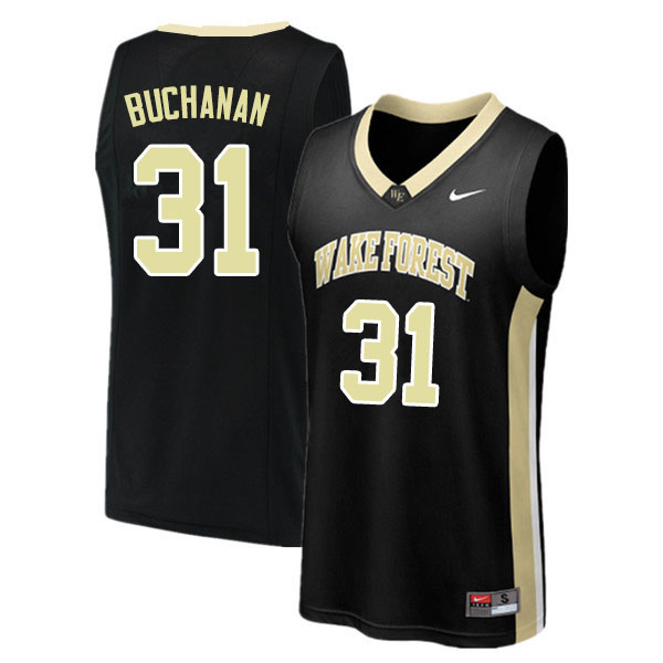 Men #31 Blake Buchanan Wake Forest Demon Deacons College Basketball Jerseys Sale-Black